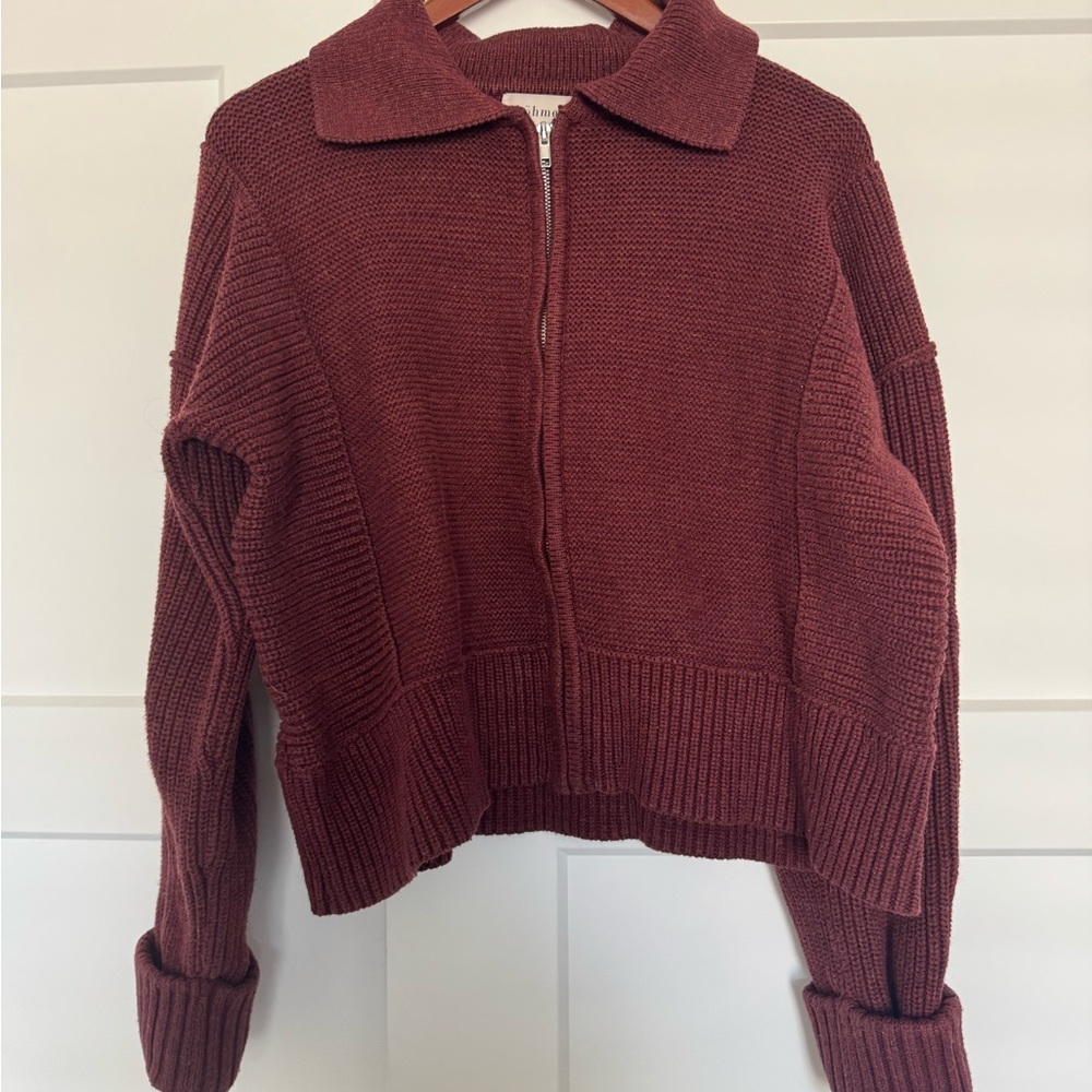 Bohme Burgundy Zip up Sweater